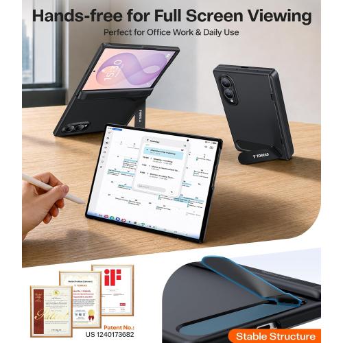 TORRAS for Samsung Galaxy Z Fold 8 Case, Magnetic & Flush Stand, Black