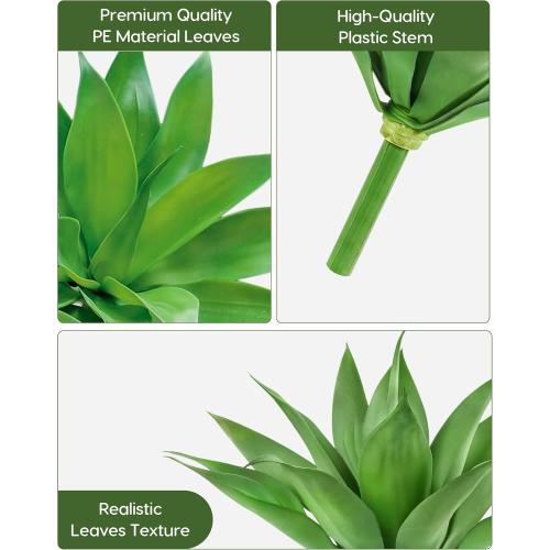 Velener Artificial Plant Outdoor Agave - Small Size UV Resistant Fake Agave Plants for Indoor and Outdoor Decor(14 Inch)-2 Pack