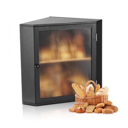 VEVOR Corner Bread Box for Kitchen Counter, Double Layer Large Capacity Bamboo Bread Storage