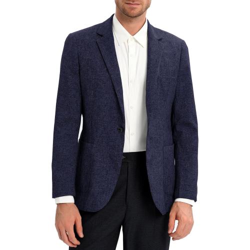 Men's Sport Coats & Blazers Linen Suit Jacket Casual Blazer for Men One Button Navy Blue M