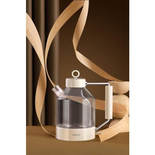 Electric Kettle, ASCOT Glass Electric Tea Kettle 1.5L 1500W Retro Tea Heater & Hot Water Boiler, No Plastic, BPA-Free, Cordless, with Auto Shut-Off and Boil-Dry Protection (Creme)