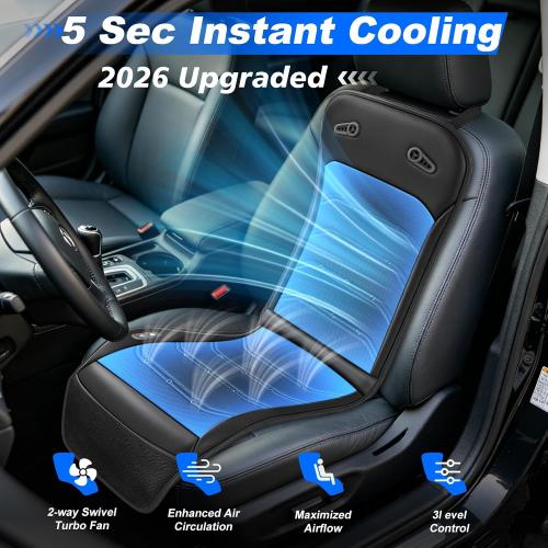 ‼️could have missing items ‼️Cooling Car Seat Cover: 2-in-1 Car Seat Cushion with Massage & Ventilation, 12V/24V Universal Fit for Car/Truck/SUV, Intensity, Breathable & Comfortable (Black)