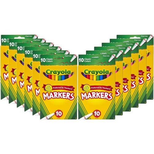 Crayola Fine Tip Markers for Kids 12ct, Bulk School Supplies for Classrooms