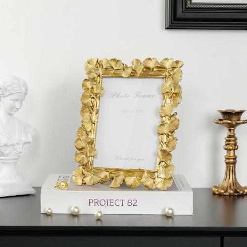 Cuspin 5x7 Picture Frame Gold Vintage Ornate Ginkgo Leaf Resin Photo Frame