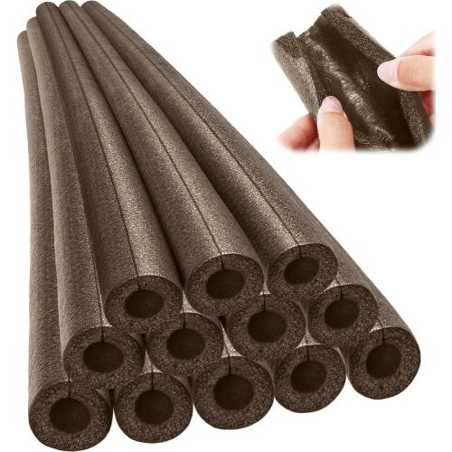 Amylove 6 Pcs 3.3 Feet Foam Pipe Insulation Foam Tube Insulating Water Pipe Pool Swim Noodles Pre Slit Heat Preservation Pipes Covers for Tubing Outdoor Winter Freeze Protection(Brown,1.5 Inch)