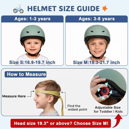 Toddler Helmet, Adjustable Kids Bike Helmet for Ages 1-3-8