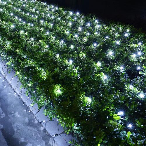 12ft x 5ft 360 LED Christmas Net Lights, 8 Modes Waterproof With Timer Low Voltage Connectable Mesh Lights for Trees, Bushes, Shurb, Garden, Outdoor Decoration(1 Pack, Green Wire, White)