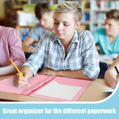 Yeaqee 12 Pcs Pastel Folders with Pockets and Prongs Plastic Folder 2 Pockets 3 Prongs with Card Slot for Office, School for Students, Teachers, Office Workers