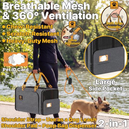 PAWZIDEA Expandable Pet Carrier for Small Cats & Dogs, TSA Airline Approved