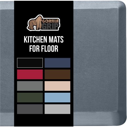 GORILLA GRIP Comfortable Cushioned Kitchen Mats for Floor, 39x20, Waterproof and Stain Resistant Soft Top, 3/4 Inch Thick Ergonomic Standing Desk Anti Fatigue Mat, Foam Supports Ankles, Feet, Charcoal