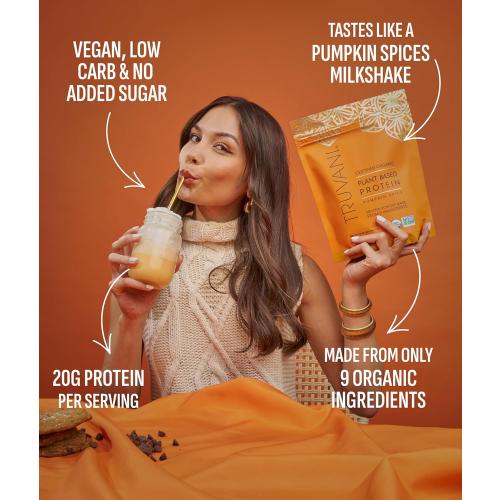 Truvani Vegan Pea Protein Powder | Pumpkin Spice | 20g Organic Plant Based Protein | 1 Serving | Keto | Gluten & Dairy Free | Low Carb | No Added Sugar