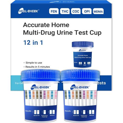 [2 Pack] HEAL-CHECK 12 Panel Drug Test Kit with Fentanyl for Home,Workplace