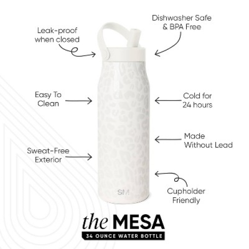 Simple Modern 34oz Mesa Leopard Water Bottle Cream missing straw
