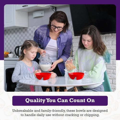 Just Solutions Crunch Anti-Soggy Cereal Bowl - Keeps Cereal Fresh & Crunchy | BPA Free | Microwave Safe | Ice Cream & Topping, Yogurt & Berries, Fries & Ketchup and More - Red