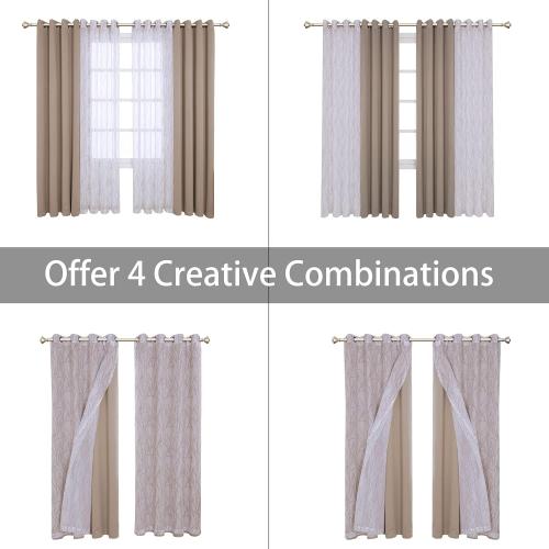 BONZER 4 Panels Set Mix and Match Curtains for Bedroom Living Room