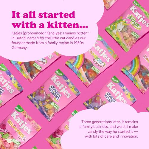 Katjes Vegan Rainbow and Wild and Free Foam Gummy Variety, Pack of 4, 4.9oz