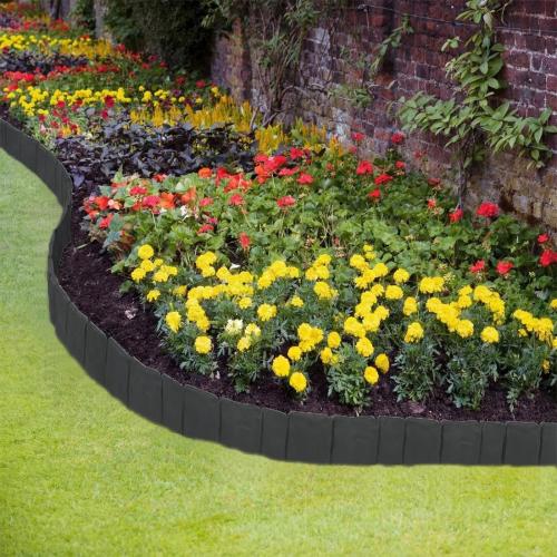 Garden Edging 40pcs, Faux Stone Edging for Landscaping [4 Inch Tall], Plastic Garden Mini Fence, Landscape Edging Border (Total 32FT) for Flowerbeds,Yard, Fence Edge with 40pcs Anchoring Spikes, Black