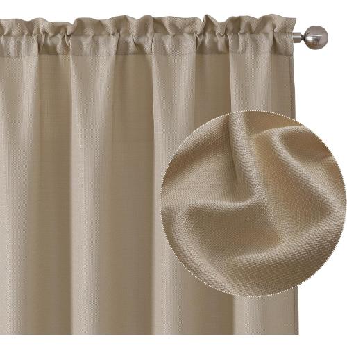 Chyhomenyc Camel Curtains 54 Inch Length 2 Panels, Faux Linen Textured Semi Sheer Light Filtering Soft Airy Rod Pocket Window Treatment Drapes for Living Room Bedroom, Each 30 Wx54 L