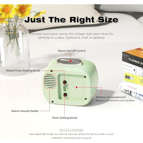 AYRELY® 4.5 Loud Analog Alarm Clock for Heavy Sleepers, 100 dB Alarm Sound