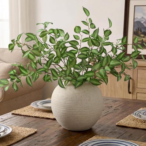 Waipfaru 5PCS Greenery Stems for Vases, 32.7 inch Artificial Eucalyptus Green Fake Leaves Branches, Faux Olive Silk Plants for Centerpieces Vase Filler Home Kitchen Decor
