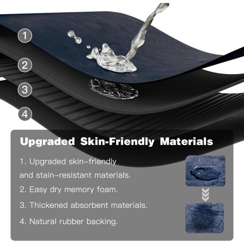 TYUU Toilet Rug, Thin Toilet Rugs U Shaped Washable Non Slip Absorbent Quick Dry Low Pile Toilet Mat, 20x24 U Shape Navy Blue