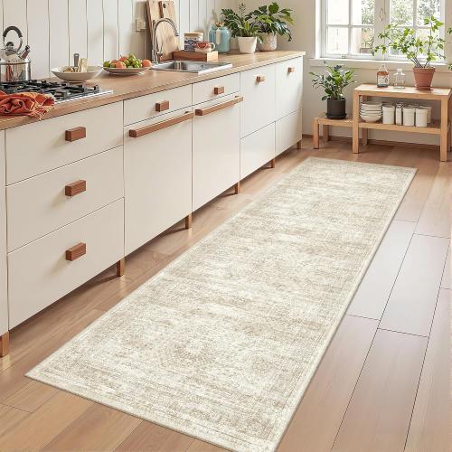 2x8 Runner Rug Non Slip,Washable Hallway Runner Rug,Beige