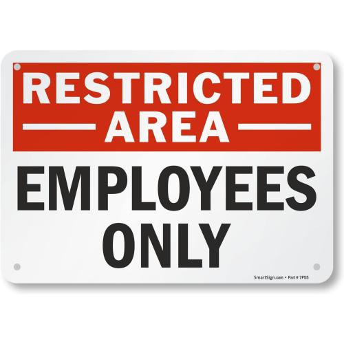 SmartSign Restricted Area - Employees Only Sign | 7 x 10 Aluminum