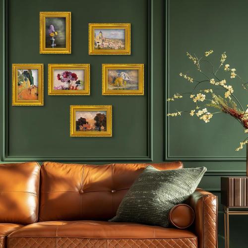 BESCRCL 5x7 Picture Frame Gold with Real Glass, Ornate Vintage 5 x 7 Photo Frames for Wall and Tabletop Display, Set of 4