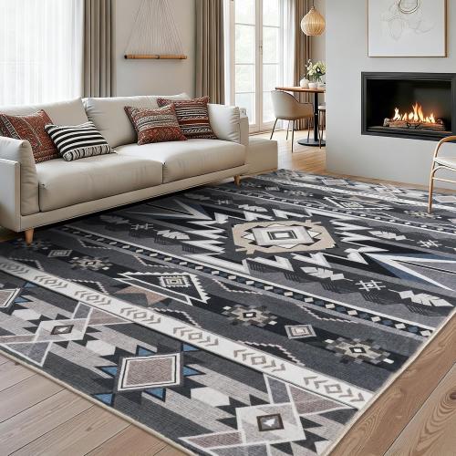 5x7 Western Rustic Aztec Area Rug for Living Room Bedroom Dining Room