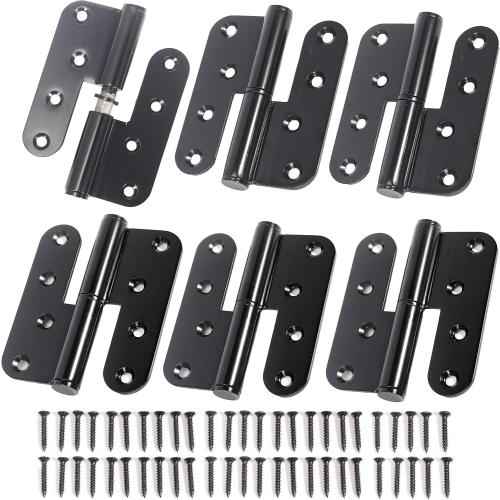 6-Pack Black Heavy Duty Lift Off Hinge, 4 X 3.5 Inch H-Shaped Door Hinges