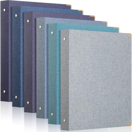 Fulmoon 6 Pcs Aesthetic 3 Ring Binders with Linen Cover 1 Inch Round Rings Binder with Inner Pocket 8.5 x 11 Binder Fits Letter Sized Durable for School Office and Home (Ocean Blues)
