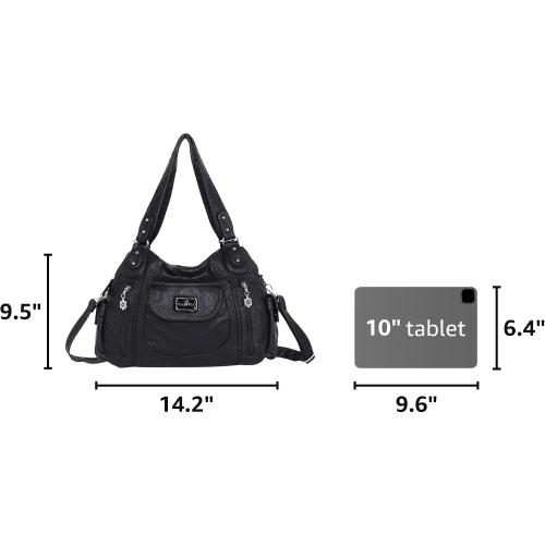Angel Kiss Women Handbags Shoulder Bags Washed Leather Satchel Tote Bag Mutipocket Hobo Purse