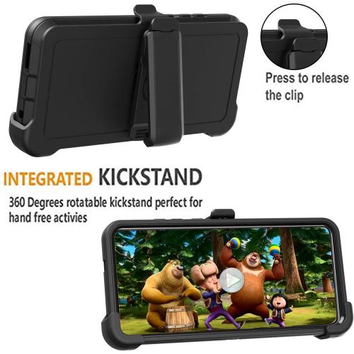 for Galaxy A32 5G case, Heavy Duty case [Not Fit 4G],[ with Clip],[Shockproof] [Dropproof] [Dust-Proof] (Black)