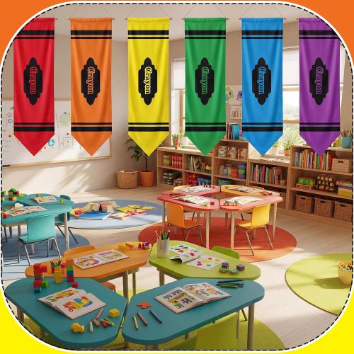 Frienda 6 Pack Back to School Classroom Decor Crayon Hanging Decorations