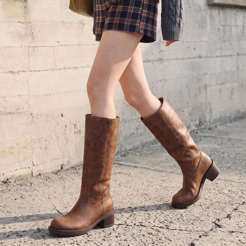 Size 8 Athlefit Knee High Boots Square Toe Ridng Chunky Tall Boots for Women