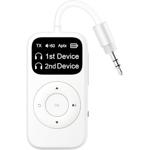 SoundSync Pro Bluetooth Transmitter & Receiver for Airplane, Easy Setup Bluetooth Audio Transceiver for 2 BT Devices, Volume Control, RCA for TV