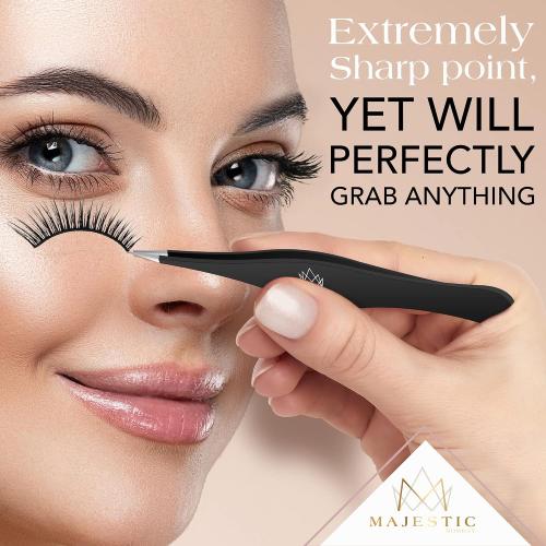 Majestic Bombay Fine Point   Slant Tweezers for Women and Men – Splinter Ticks, Facial, Brow and Ingrown Hair Removal–Sharp, Needle Nose, Surgical Tweezers Precision best tweezers for chin hair