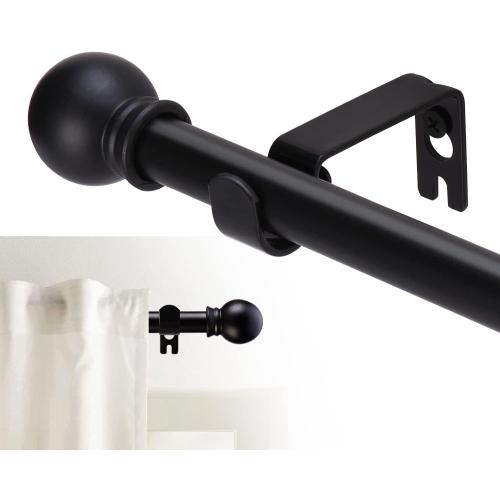GXOACKJ Curtain Rods for windows 32-48 inch, 5/8 inch Decorative Curtain Rod Set, Matte Black Splicing Heavy Duty Metal Curtain Rod with Brackets