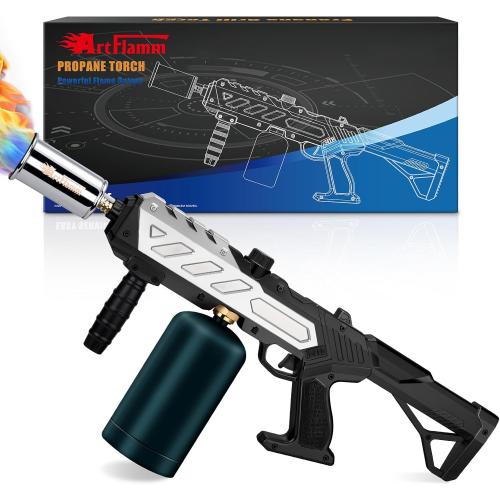 ARTFLAMM Powerful Propane Torch Gun, Kitchen Grill Torch with Detachable Design, Adjustable Flamethrower Torch Burner for Searing Steak, BBQ, Welding, Camping Charcoal Lighter(Tank Not Included)