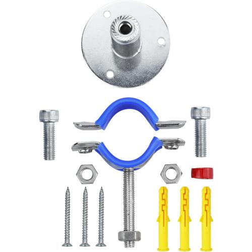 2PCS 304 Stainless Steel Wall Mount Ceiling Mount Pipe Supports, Adjustable Pipe Strap Clamp with screws for OD Pipe 25-27mm, Adjustable Height 50-100mm