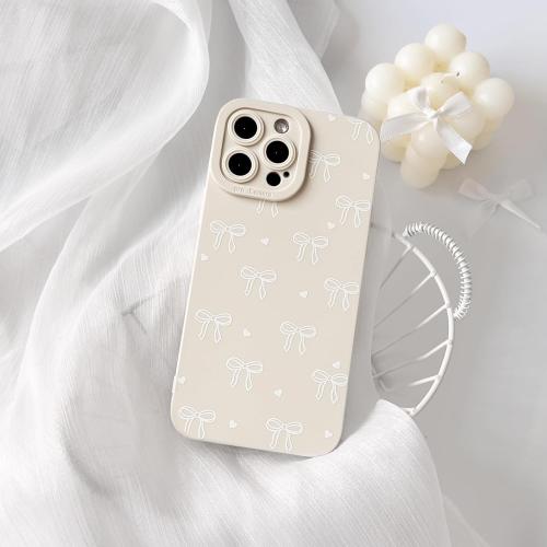 NITITOP Compatible for iPhone 12 Pro Max Case Cute Bow Knot - White