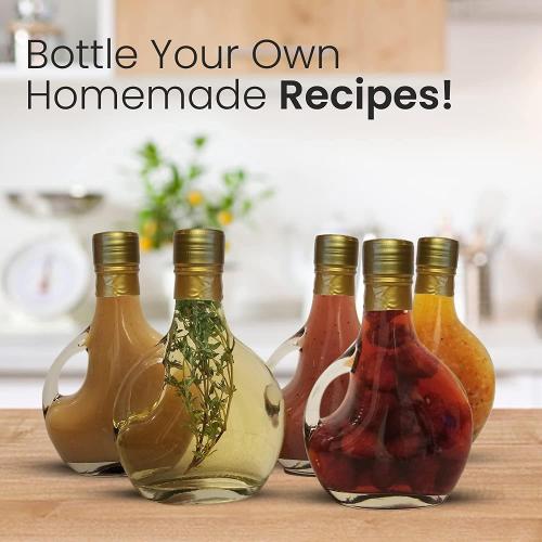 Glass Basque Bottles with Lids, for Oils & Syrups, Set of 3