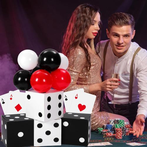 Hollowfly 54 Pcs Casino Party Decorations Dice Poker Game Night, Retro