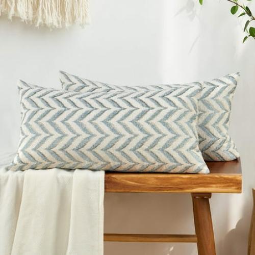 Home Soft Things Arusha Jacquard Chenille 2 Piece Throw Pillow Cover Set - Light Blue - 14 x 26