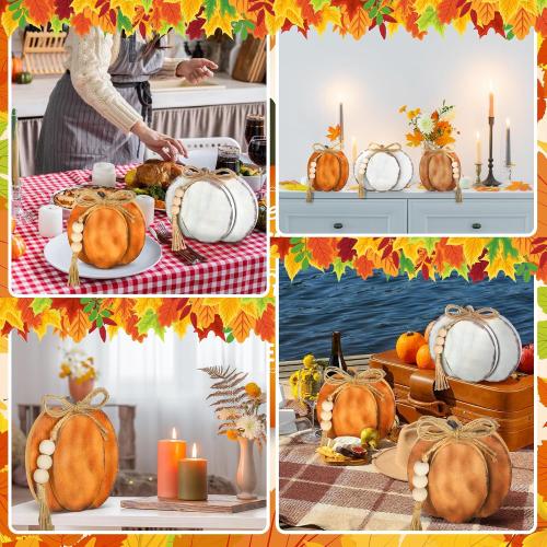 Cinnvoice 3 Pcs Fall Decorations for Home Pumpkin Table Decor