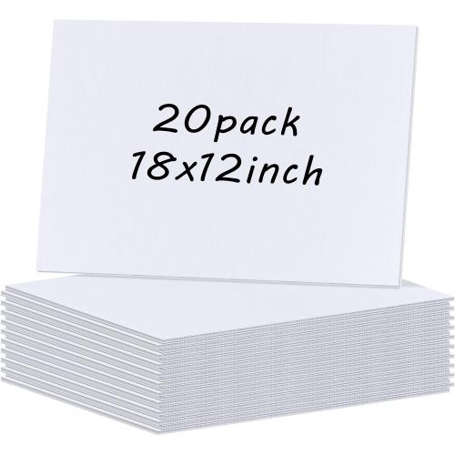 20 Pcs Poster Board Corrugated Plastic Board Sheets for Projects Art Crafts Blank Yard Signs Sheets, IKAYAS 18 x 12 Inches White Blank Yard Signs Outdoor Corrugated Plastic Signs