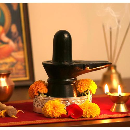 StonKraft Marble Shiva Lingam Shiv Ling Idol Murti Statue Adiyogi (Black Lingam)
