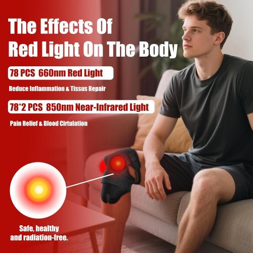 Wearable Red Light Therapy Wrap for Body Pain Relief - 3-in-1 660nm Red & 850nm Near-Infrared LED Pad with Heat for Muscle Repair, Feet, Knee, Ankle, Foot, Hands, & More Body Areas