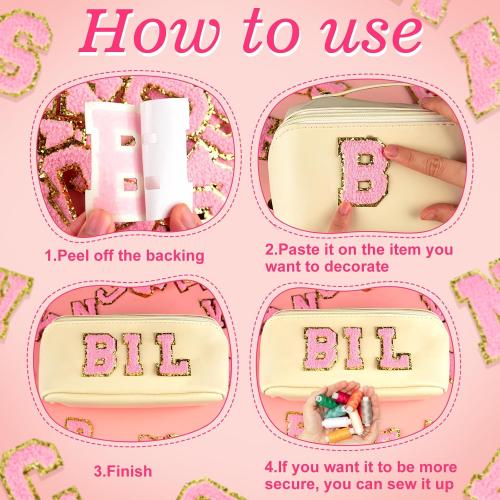 ASTARON 52 Pcs Self Adhesive Letter Patches Chenille Stickers Cloth Patch