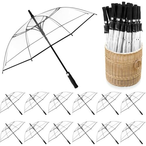12 Pcs Wedding Umbrellas Bulk, 41 Inch Wedding Stick Umbrellas with Wooden Handle